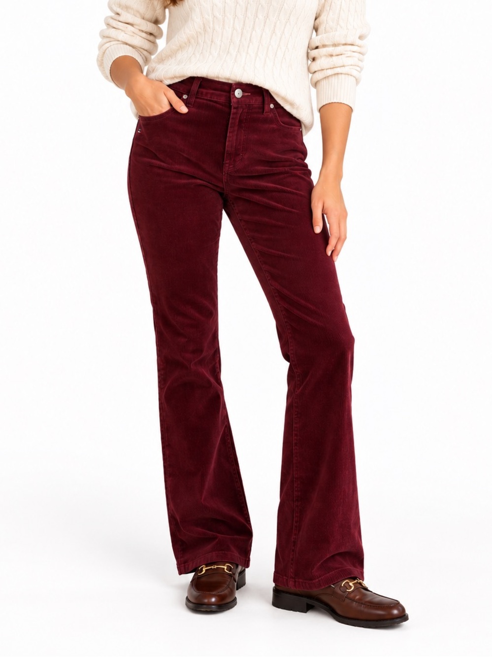 Tommy Hilfiger Burgundy Corduroy Bootcut Pants 8 Y2K Preppy